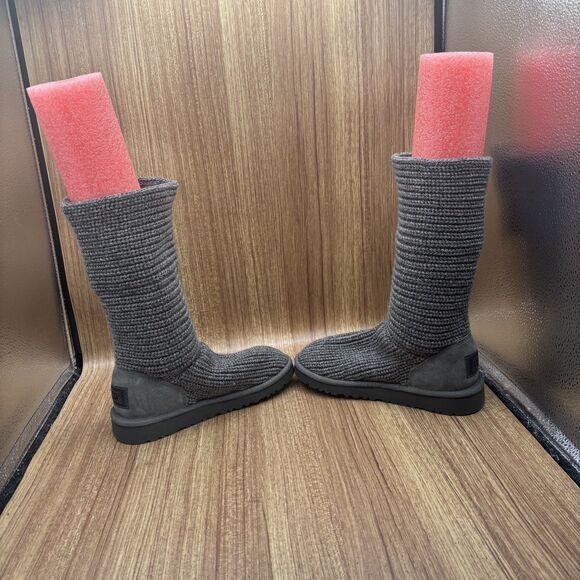 UGG Australia Boots Youth 3 Cardy Winter Snow Gray Knitted Button Mid Calf NEW - Picture 9 of 9